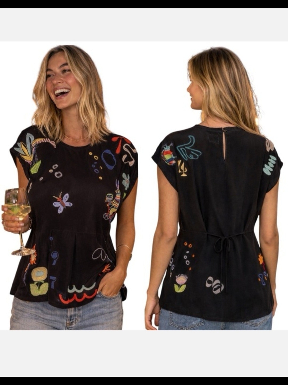 Johnny Was 100% Silk Blouse Sz M - Picture 5 of 14